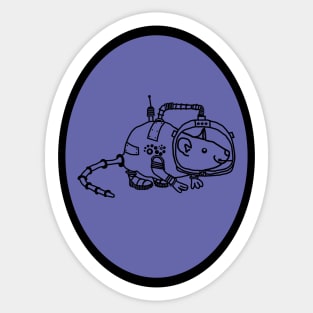 Space Rat Sci Fi Astronaut Oval Sticker